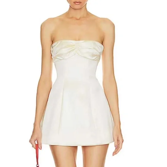 isla mini dress light mint green Isla Short Casual Ruffle Dress with Front Tie White / XSmall